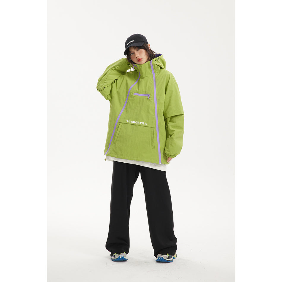 Unisex Jacket Zipper Hooded Jacket Men's and Women's Loose Functional Shell Jacket Jacket