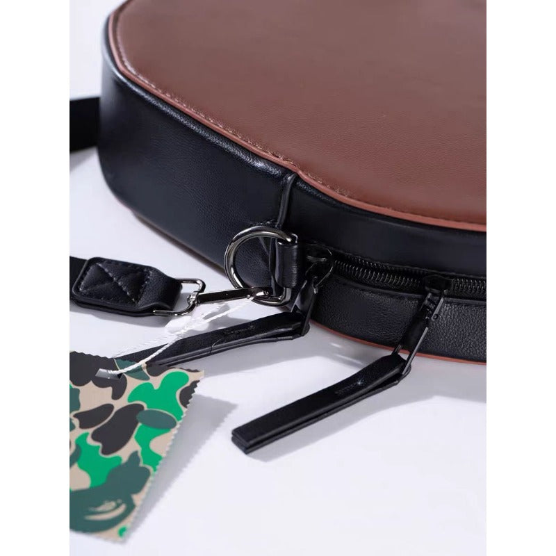 Bathing Ape Bape Bag Accessories: Ape-patterned PU leather zippered crossbody bag/shoulder bag