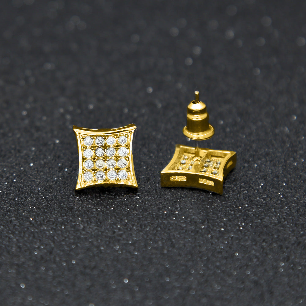 Earrings Zircon Square Earrings Spectrum