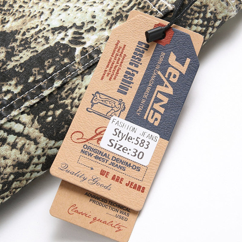 Mens Fashion Jeans Wrinkled snake pattern 583#