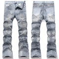 Mens Fashion Jeans Cross-line wide-leg pants 5718#