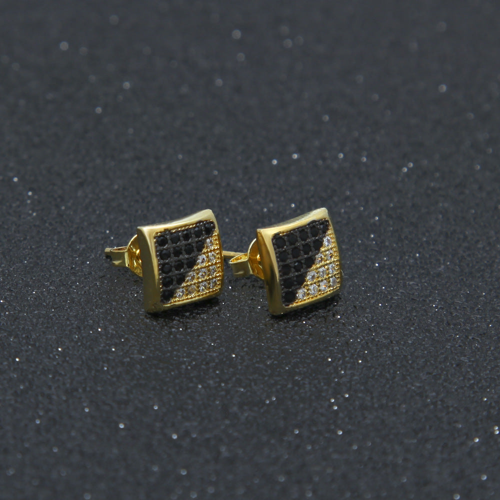 Earrings Hip Hop Zircon Square Earrings Spectrum