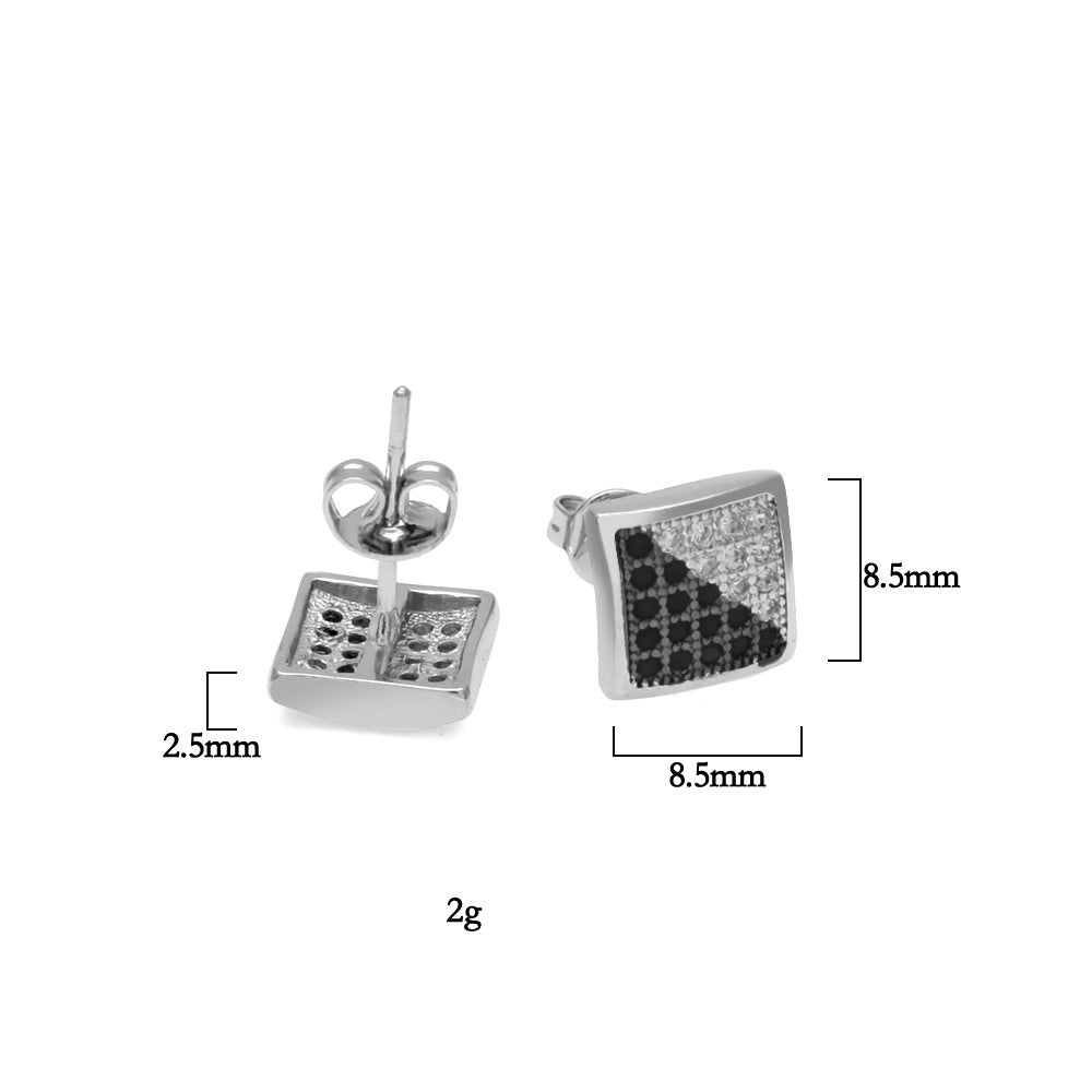 Earrings Hip Hop Zircon Square Earrings Spectrum