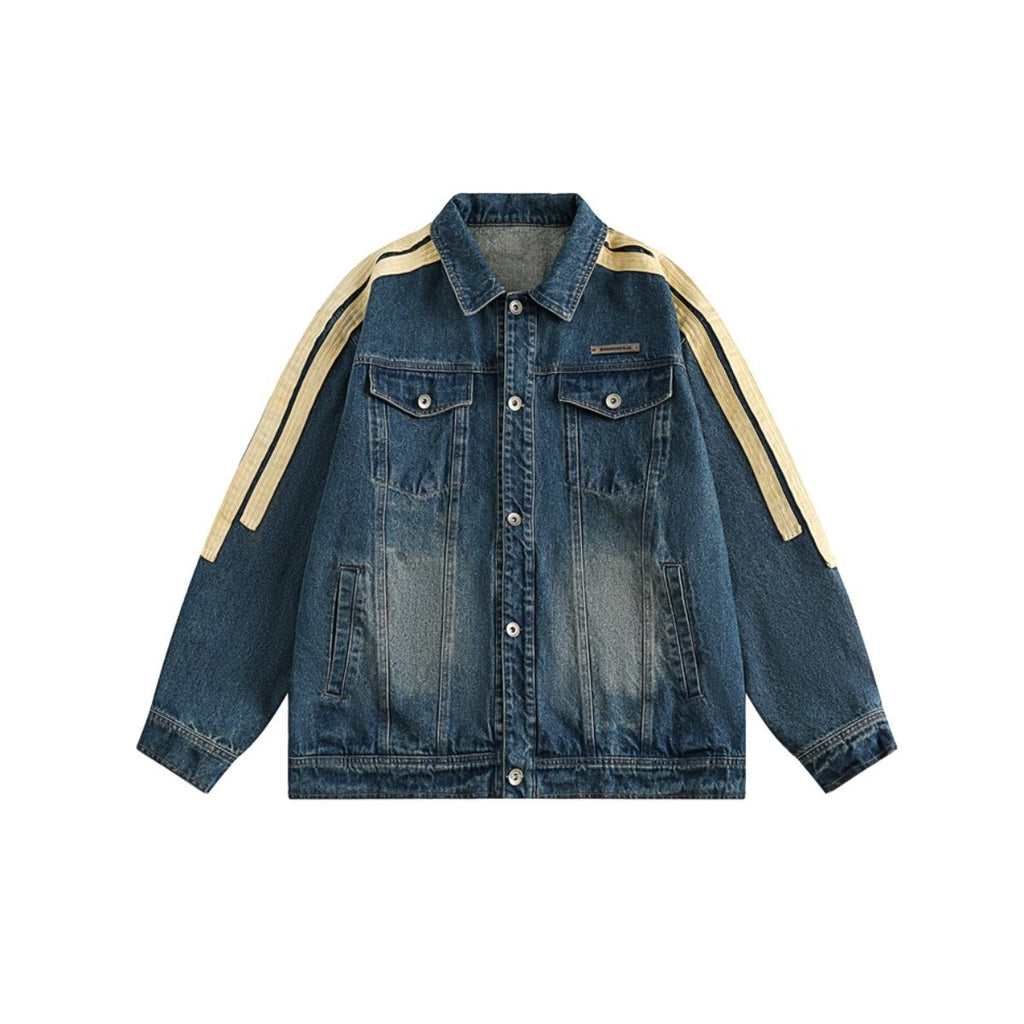 Unisex Jacket Retro Washed Denim Jacket Loose Workwear Denim Jacket Denim Coat