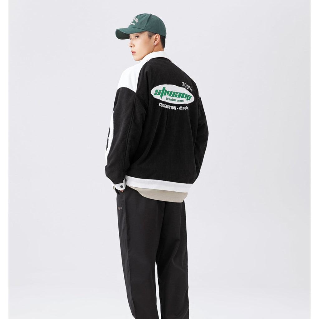Unisex Jacket Embroidered Multi-Color Coat Loose Motorcycle Jacket