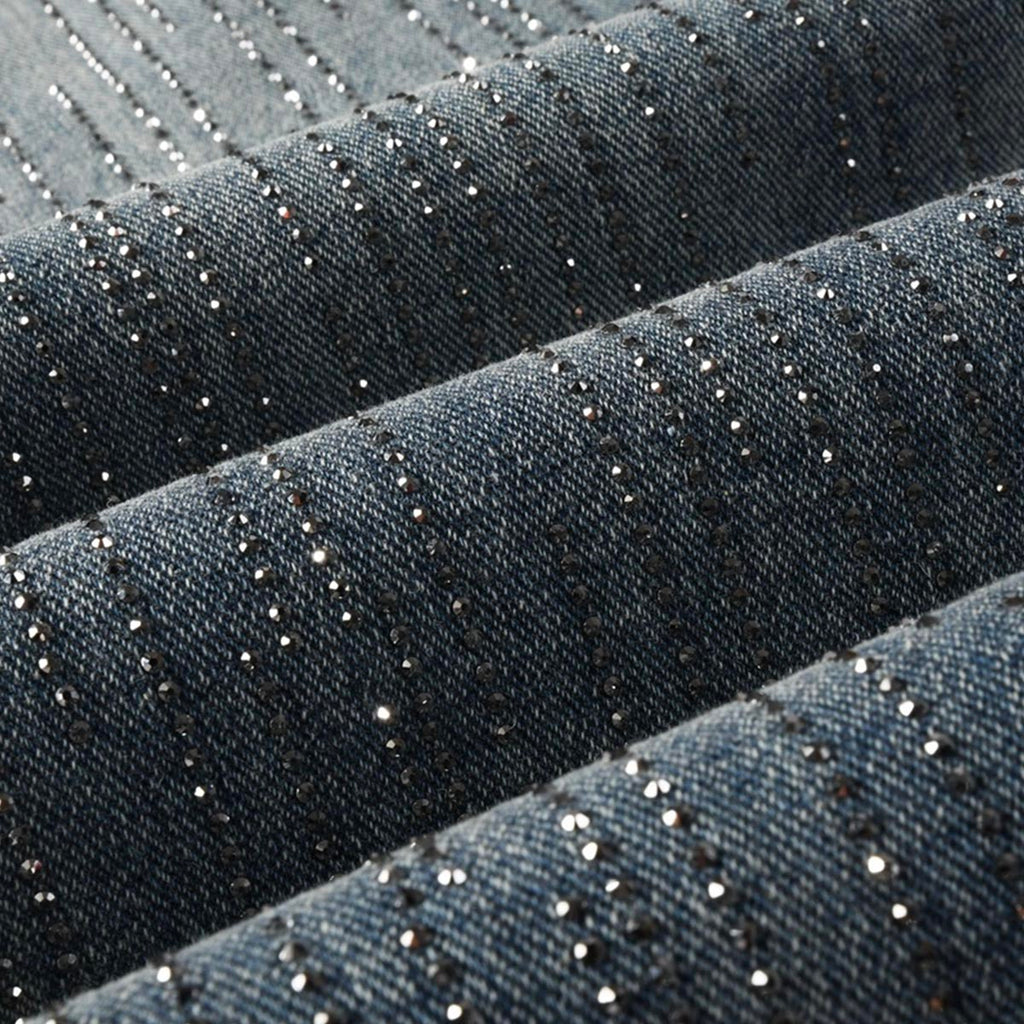 Mens trendy purple jeans, 100% cotton Rhinestones #9140