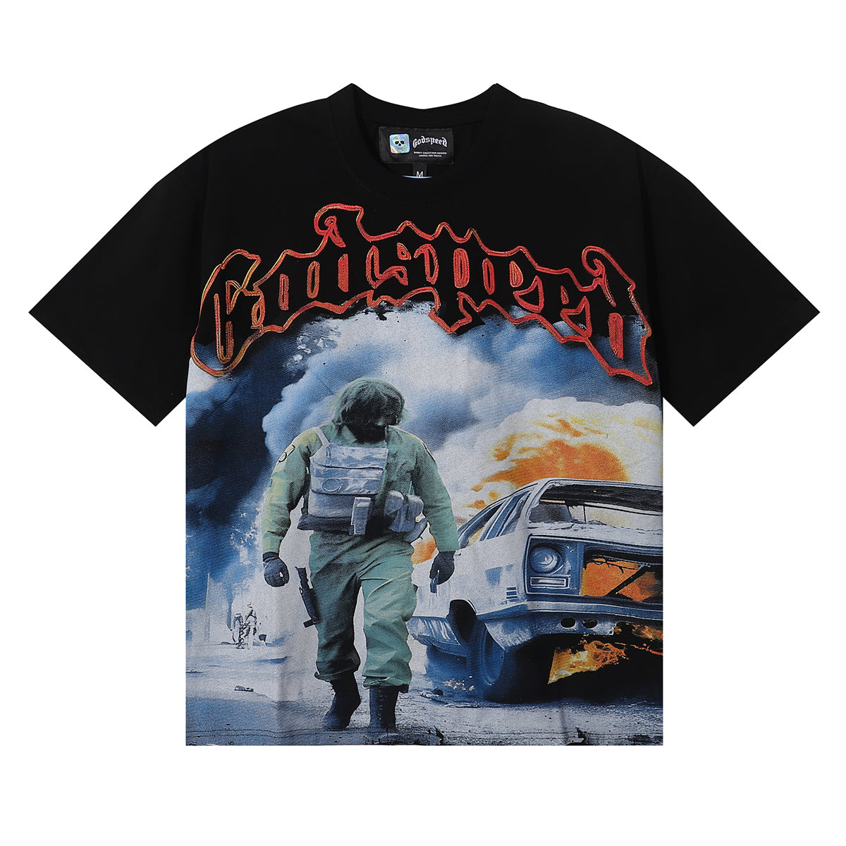 Godspeed t Shirts Fire Car Printing Cotton Casual Short Sleeves Men and Women