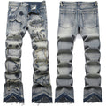 Mens Fashion Jeans Patchwork wide-leg pants 5713#