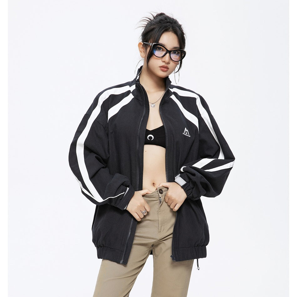 Unisex Jacket Spring and Autumn Coat Men's and Women's Loose Lapel Vintage Sports Jacket