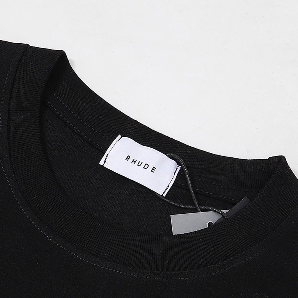 Rhude T Shirts Flag Badge Cotton Casual Short Sleeve Men and Women