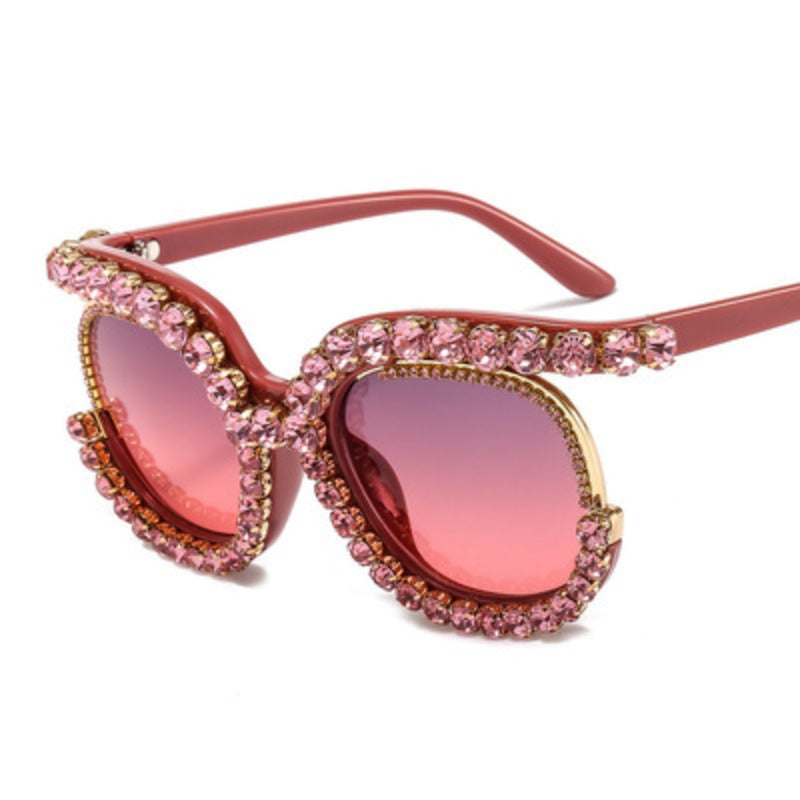 Trendy punk glasses diamond sunglasses