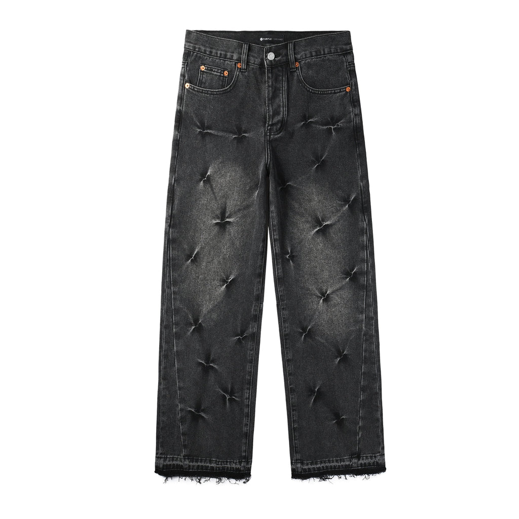 Mens trendy purple jeans, 100% cotton High Street Distressed