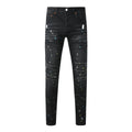 Mens trendy purple jeans, 100% cotton High Street Distressed