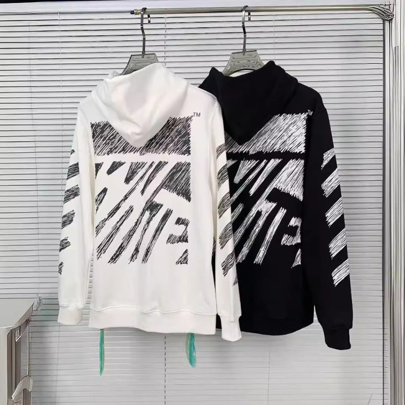 OW hoodie sketch arrow pattern hooded