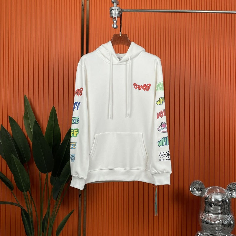 OW  hoodie Colorful graffiti Arrow Pattern Pullover Hood