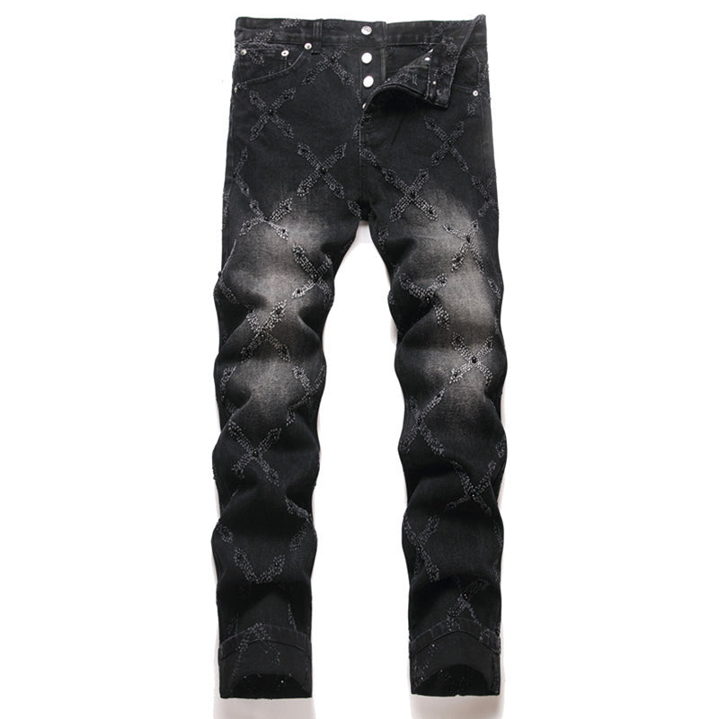 Mens Fashion Jeans Chain embroidery S8261#