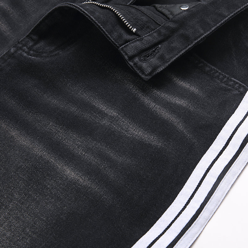 Mens Fashion Jeans White stripes 5725#