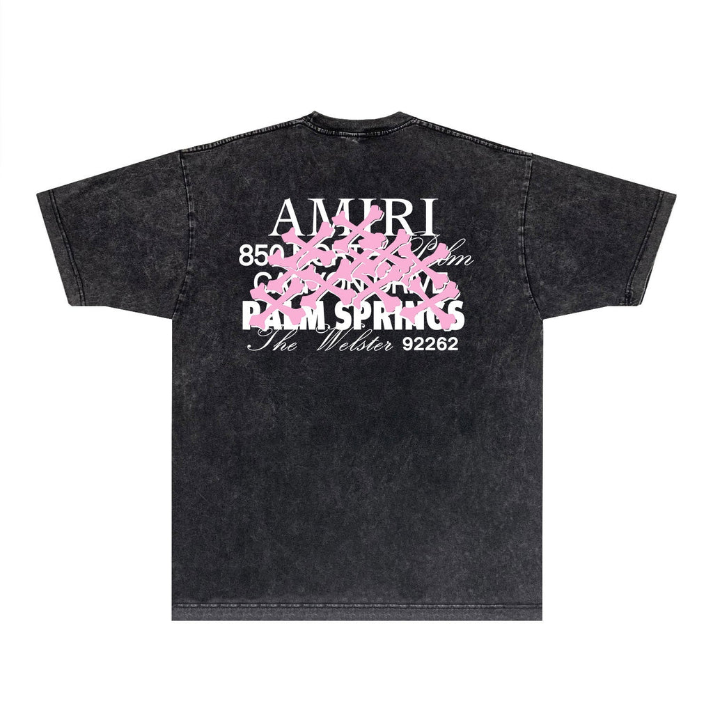 Amiri Washed Distressed T Shirt Printed Trendy Pure Cotton
