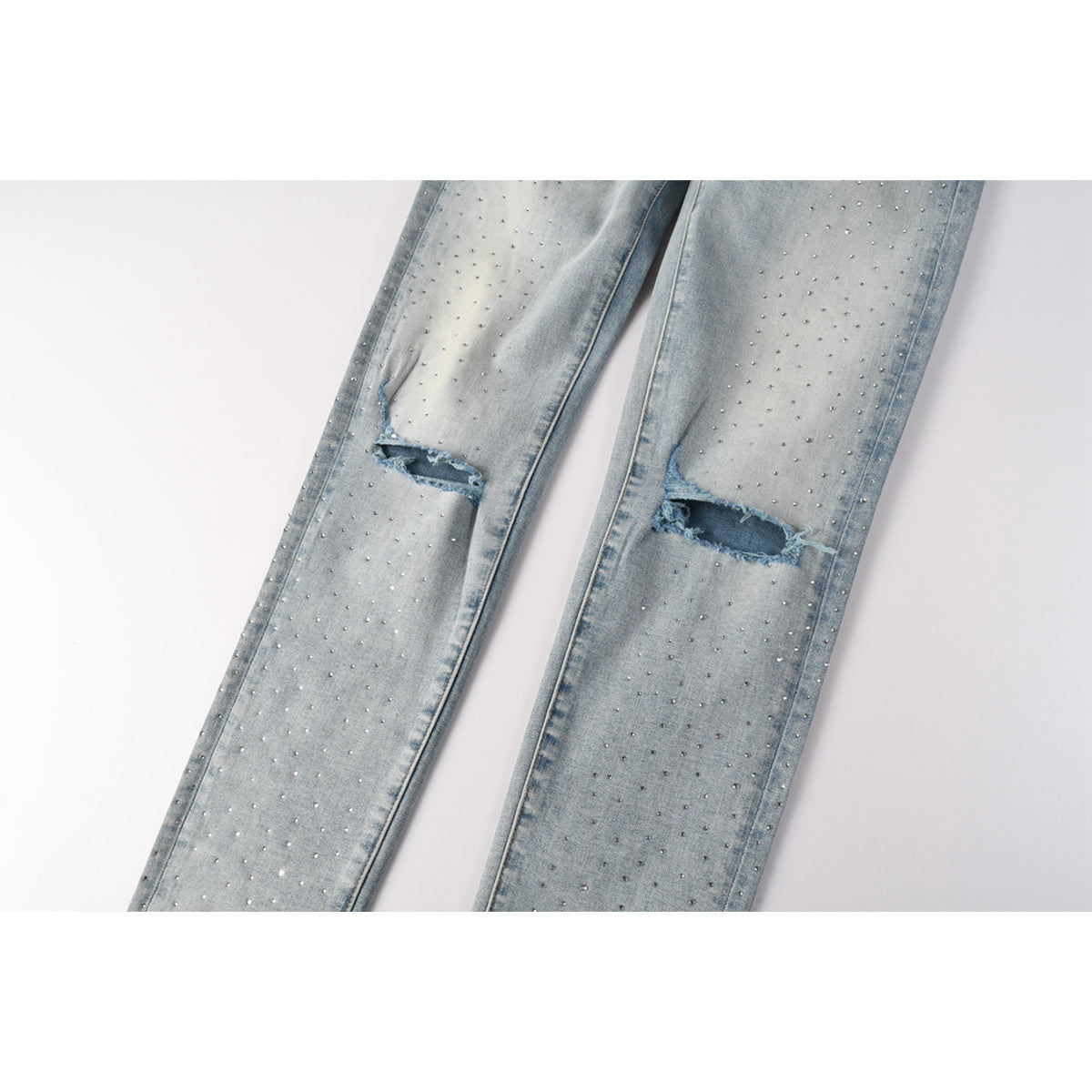 Mens trendy purple jeans, 100% cotton High Street Distressed