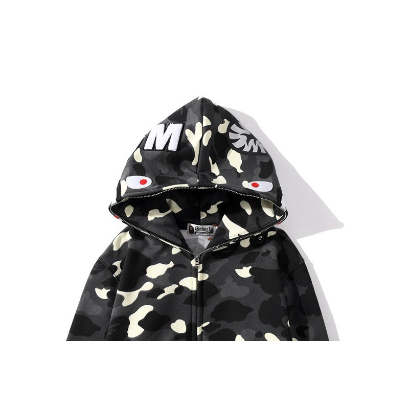 Bathing Ape Hoodie camouflage luminous sweater men's autumn and winter cardigan