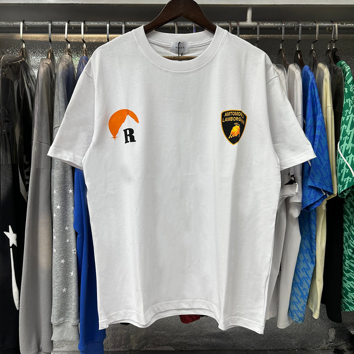 Rhude T Shirts Sunset Printing Cotton Casual Short Sleeve Men and Women