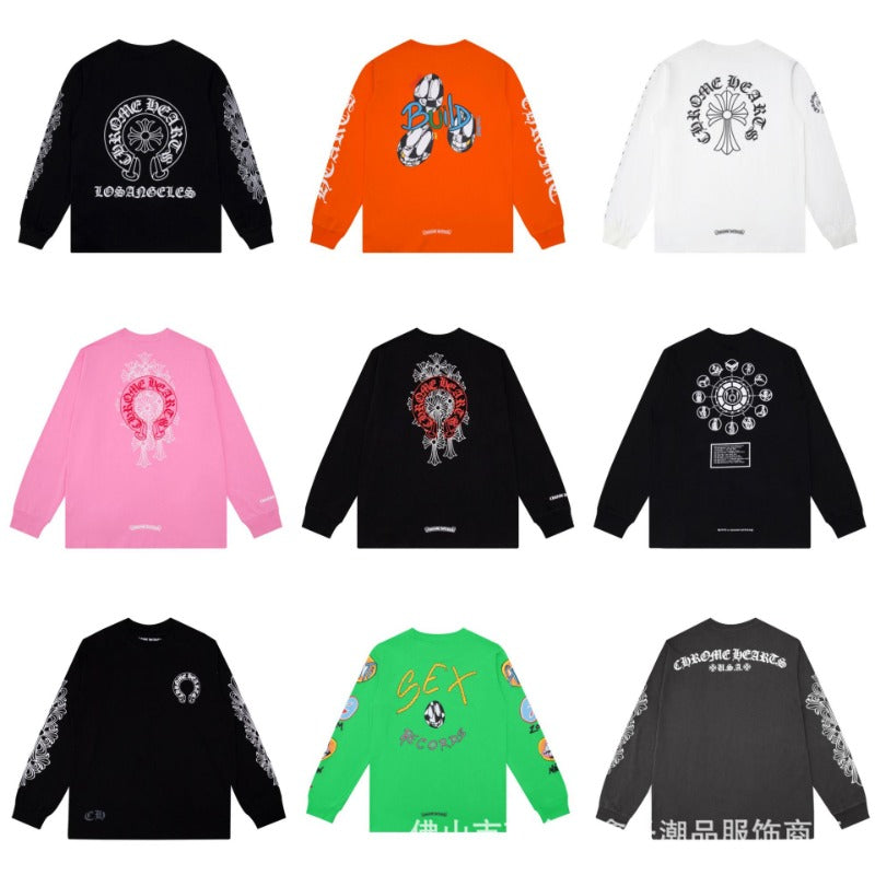 CHH  Heart Long Sleeve Shirt Unisex Fashion Loose Long Sleeve Shirt