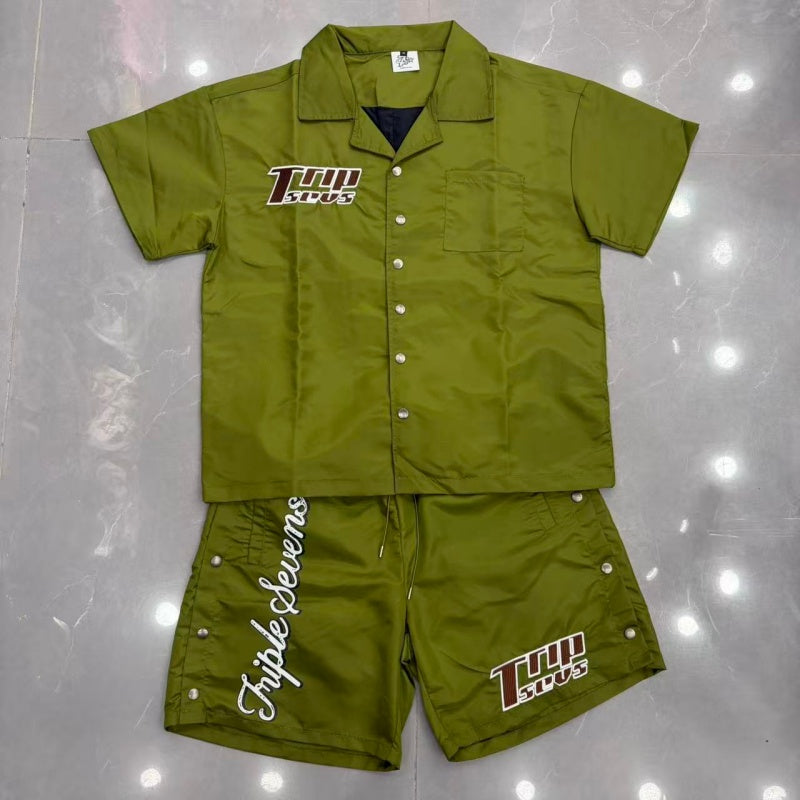 TRIPLE SEVENS T Shirts embroidery shorts set