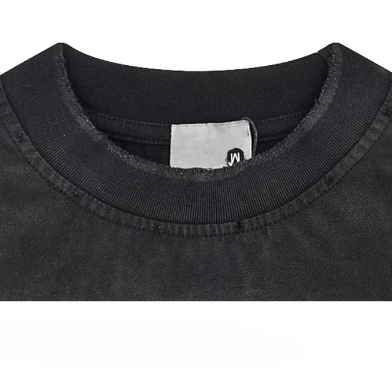 High-quality pure cotton T-shirt retro washed old dirty dye design