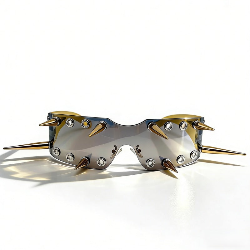 Trendy punk glasses spike all-in-one frameless