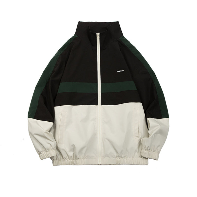 Unisex Jacket Vintage Sports Jacket Loose Half Zipper Pullover Coat