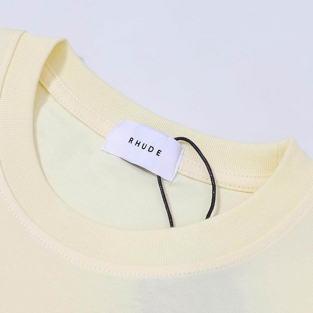 Rhude T Shirts Blue Sunset Print Cotton Casual Short Sleeve Men and Women