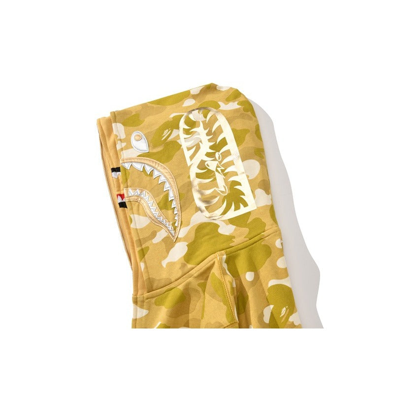Ape Hoodie Gold Shark Double Hat Camouflage