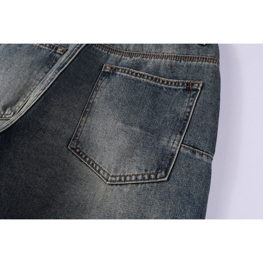 Mens trendy purple jeans, 100% cotton High Street Distressed