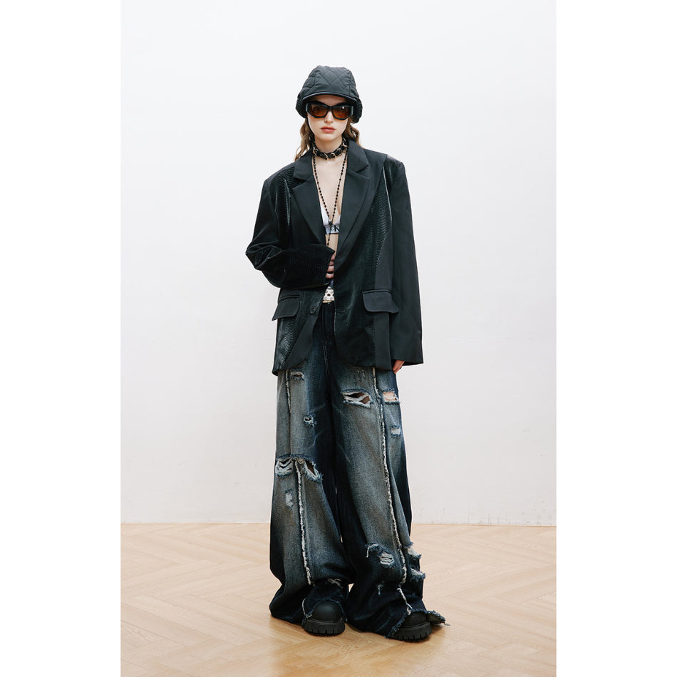 Unisex Jacket Python Stitching Personalized Suit Jacket