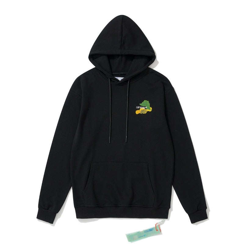OW  hoodie Multicolored Leaf Arrow Pattern Crew Neck Hoodie