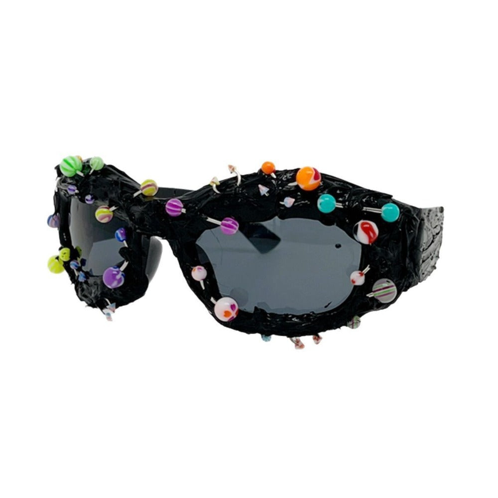 Trendy punk glasses dark uv protection