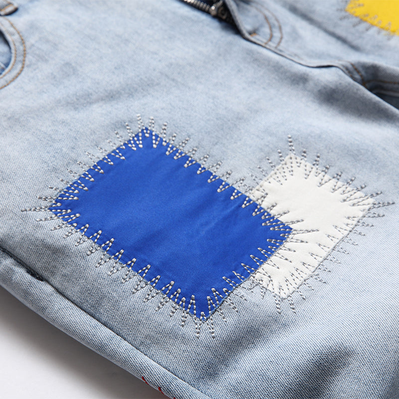 Mens Fashion Jeans Colored patch 8831#