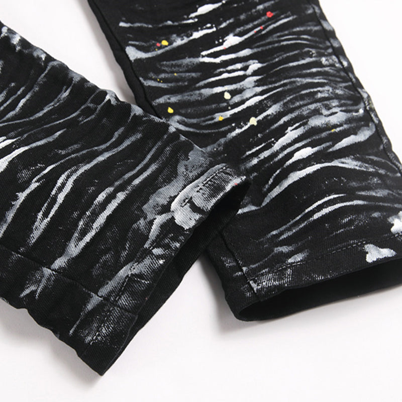 Mens Fashion Jeans White graffiti S8286#
