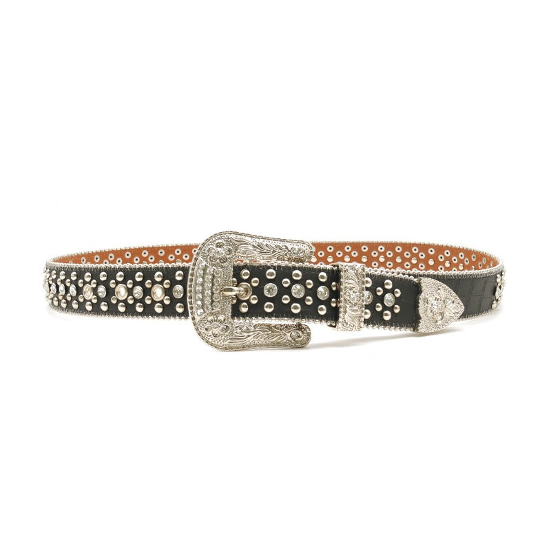 Hip-hop punk rhinestone belt men's punk style