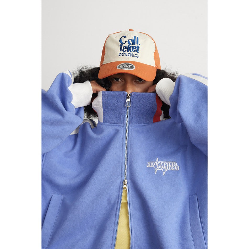 Unisex Jacket Vintage Stripe Short Sports Jacket Men's and Women's Slim Stand Collar Jacket