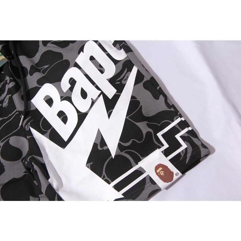 Bathing ape Bape Shorts camouflage alphabet shark shorts men cotton terry lightning