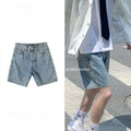 Men Jeans Denim Shorts Loose Retro Straight-Leg Pants Summer