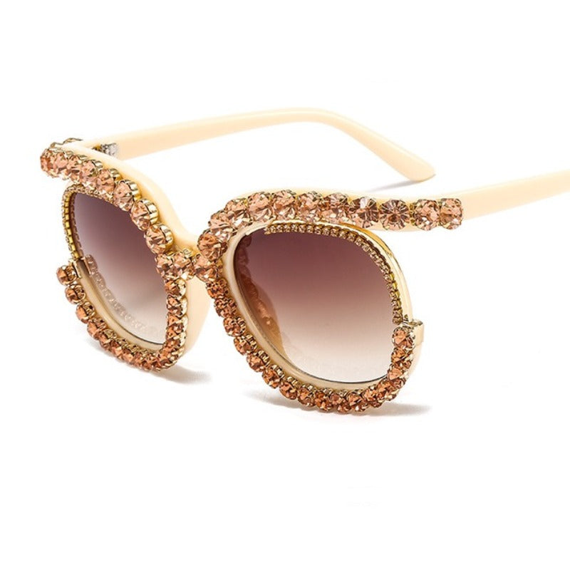 Trendy punk glasses diamond sunglasses