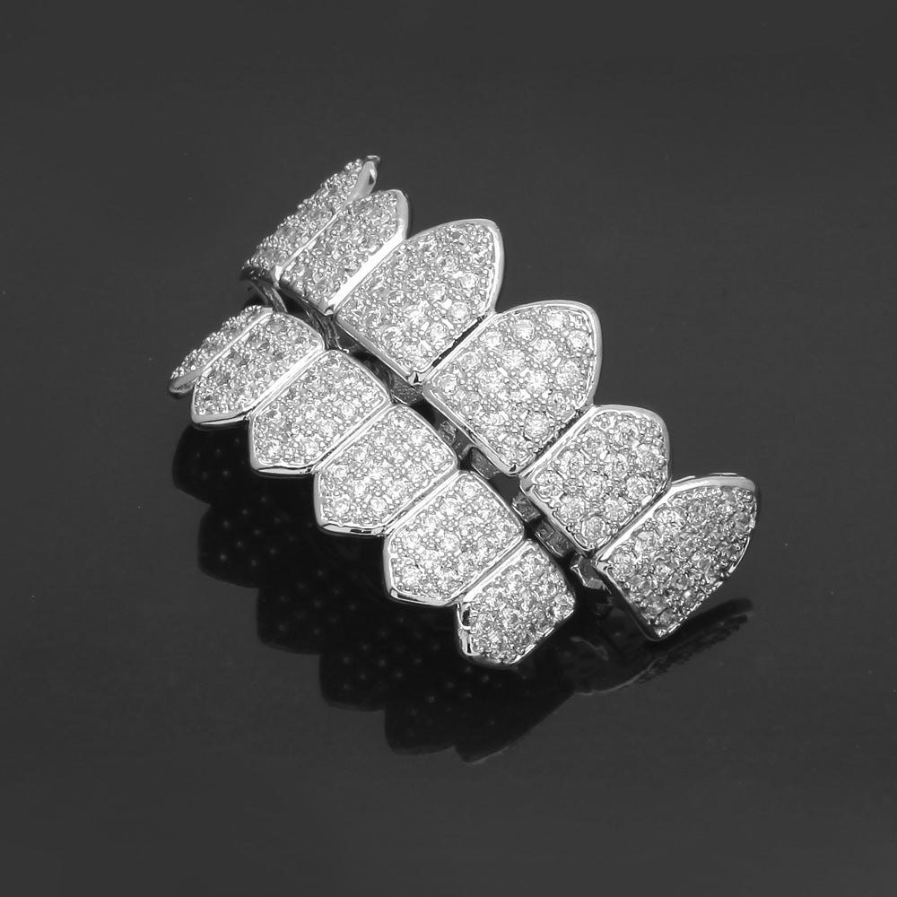 Grillz Hip Hop Copper Zircon Braces Rock Teeth Spectrum