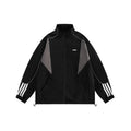 Unisex Jacket Vintage Sports Top Stitching Jacket Men and Women Loose Stand Collar Coat
