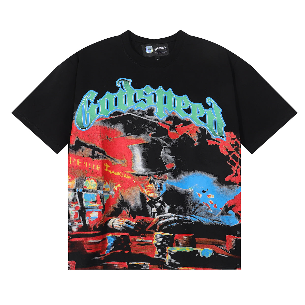 Godspeed T Shirts Play Card Magician Printing Cotton Casual Crew Neck Short Sleeve Men and Women