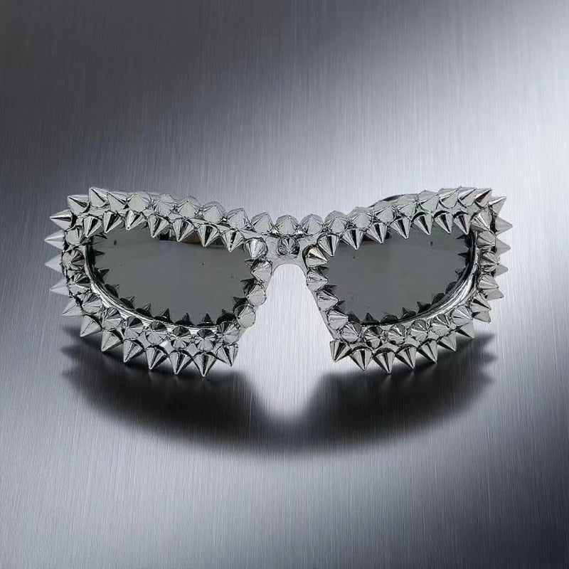 Trendy punk glasses special-shaped spikes and rivets