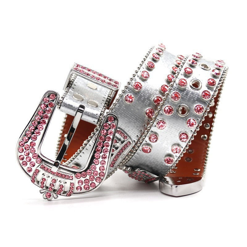 Hip-hop punk rhinestone belt rhinestone crown belt