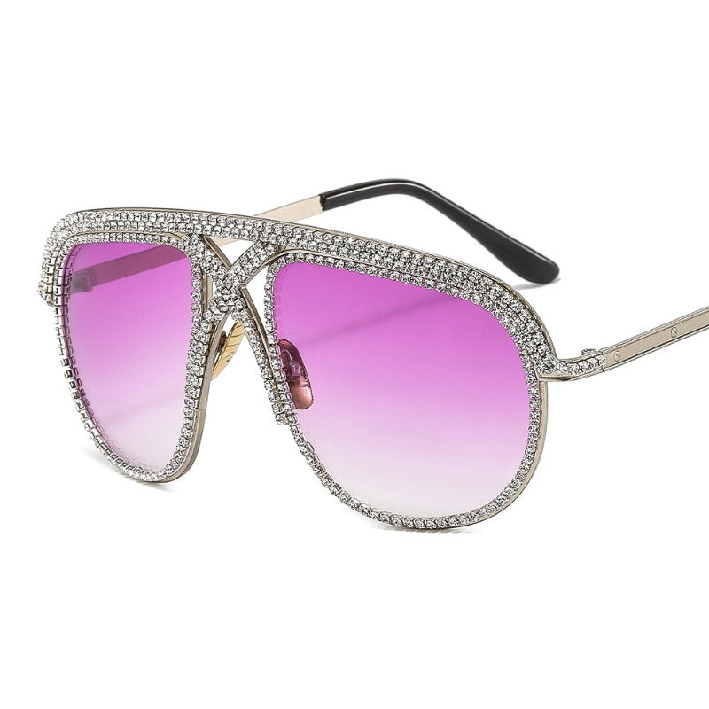 Trendy punk glasses diamond retro uv protection sunglasses