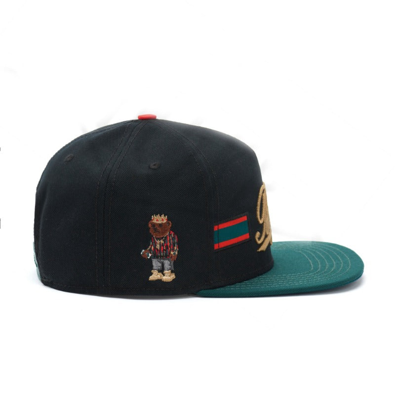 Trendy flat brimmed snapback hats letterbiggieembroider adjustable